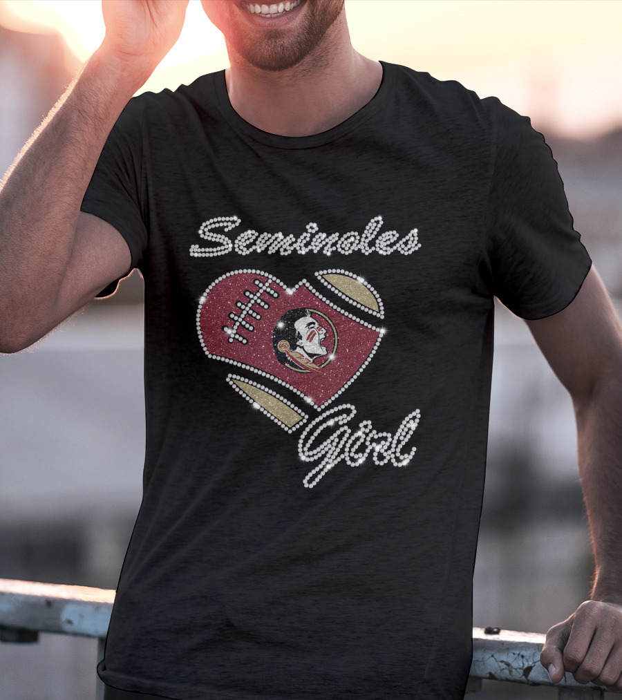 Seminoles Girl Heart Football Design Florida State T-Shirt