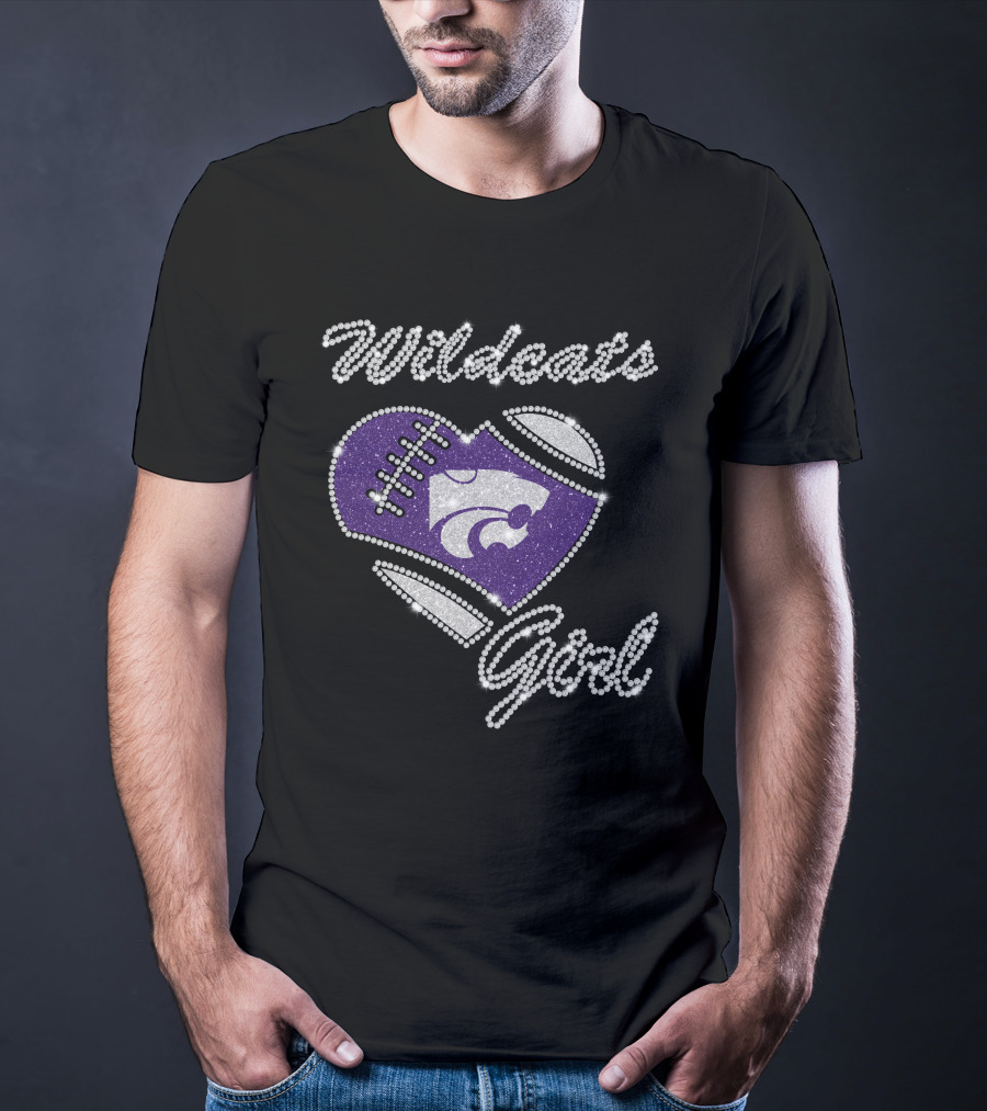 Wildcats Girl Kansas State Football Heart T-Shirt