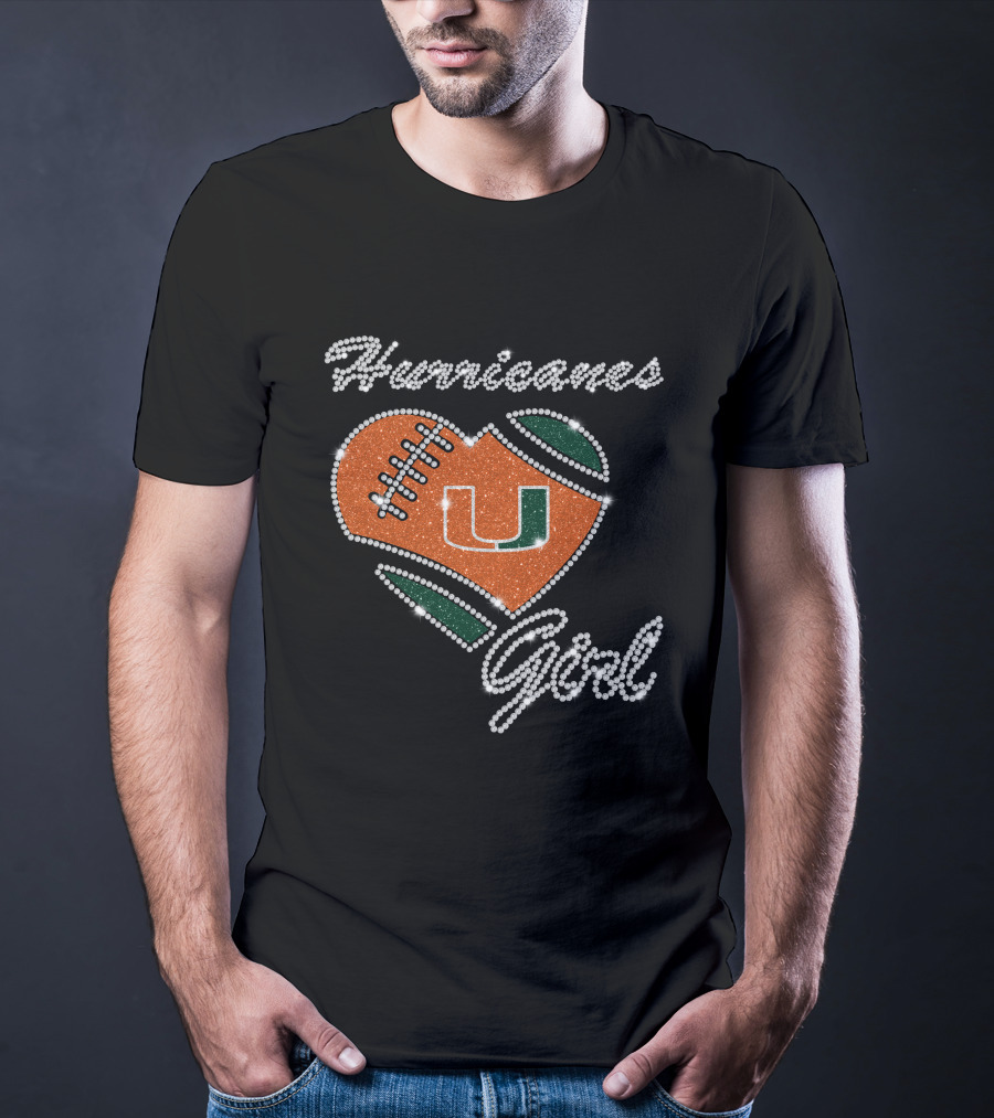 Hurricanes Girl Miami U Football Heart T-Shirt