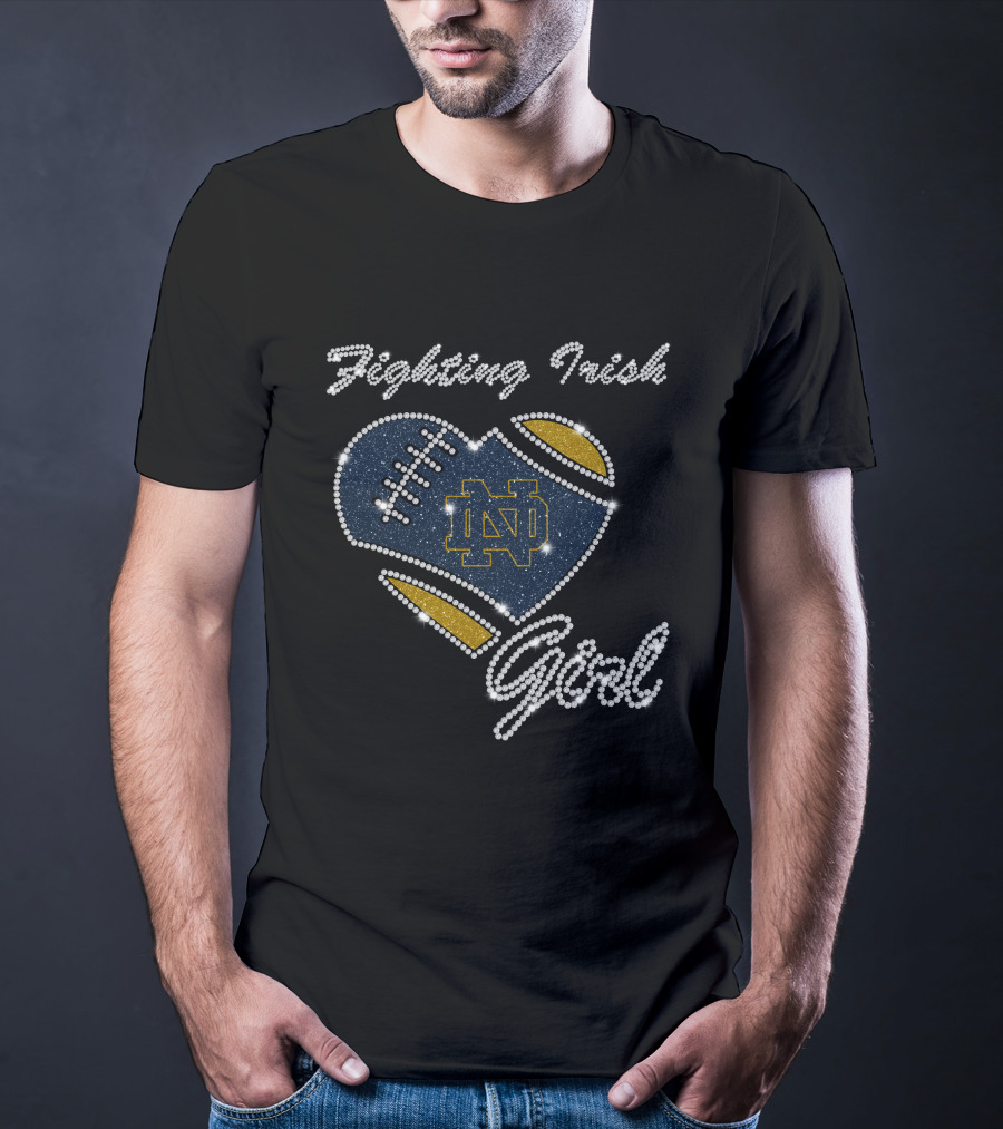 Fighting Irish ND Football Heart Girl T-Shirt