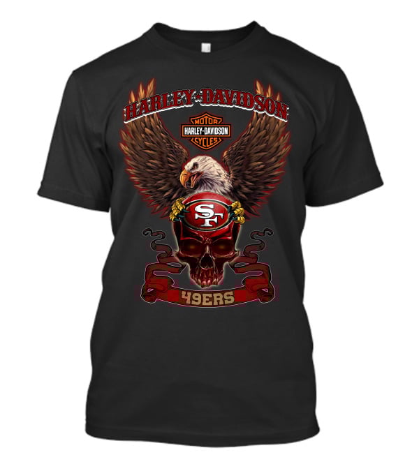 Harley Davidson Motor Cycles Sf 49ers Eagle And Skull T-Shirt