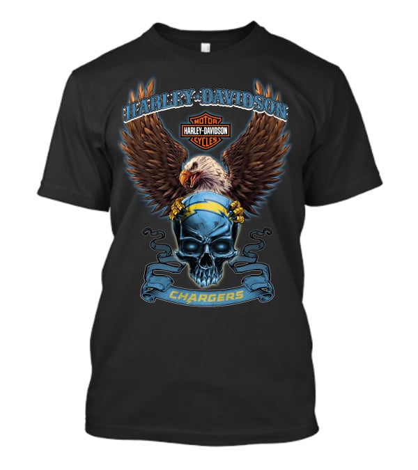 Harley Davidson Cycles Chargers Eagle Skull Nfl Los Angeles T-Shirt