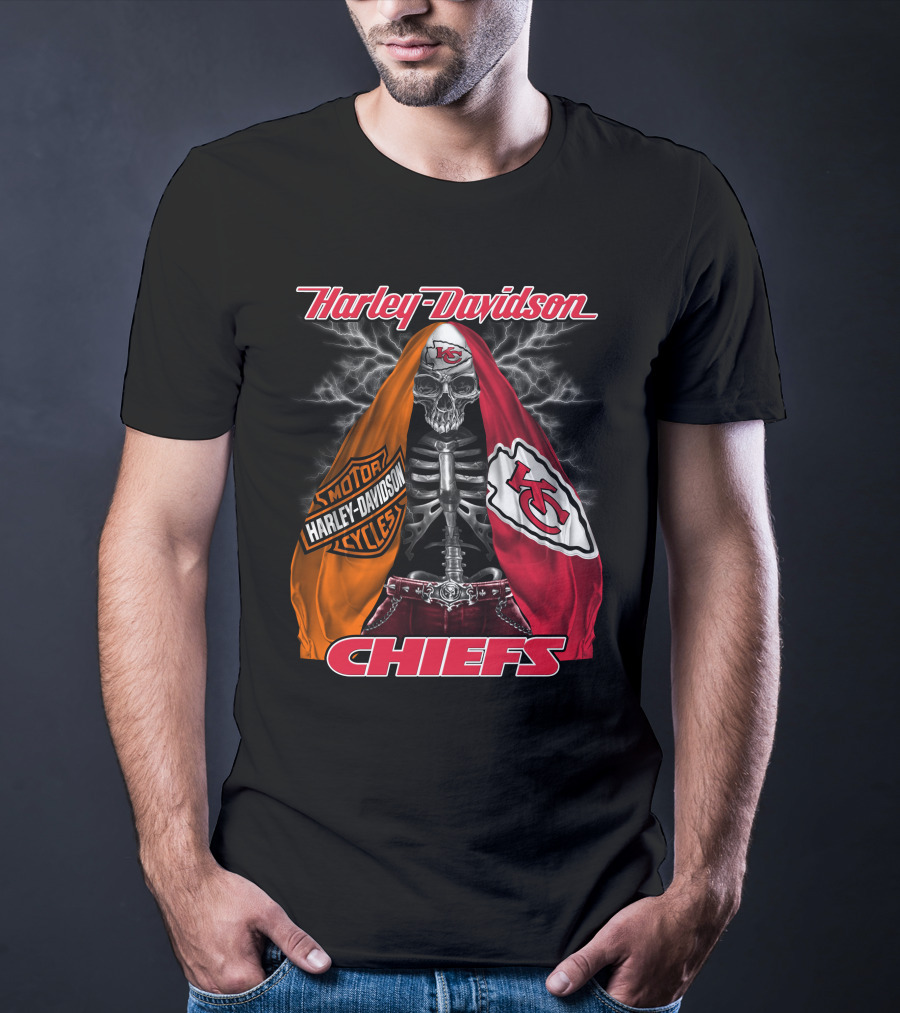 Harley Davidson Kansas City Chiefs Skull Motorcycles Chiefs T-Shirt