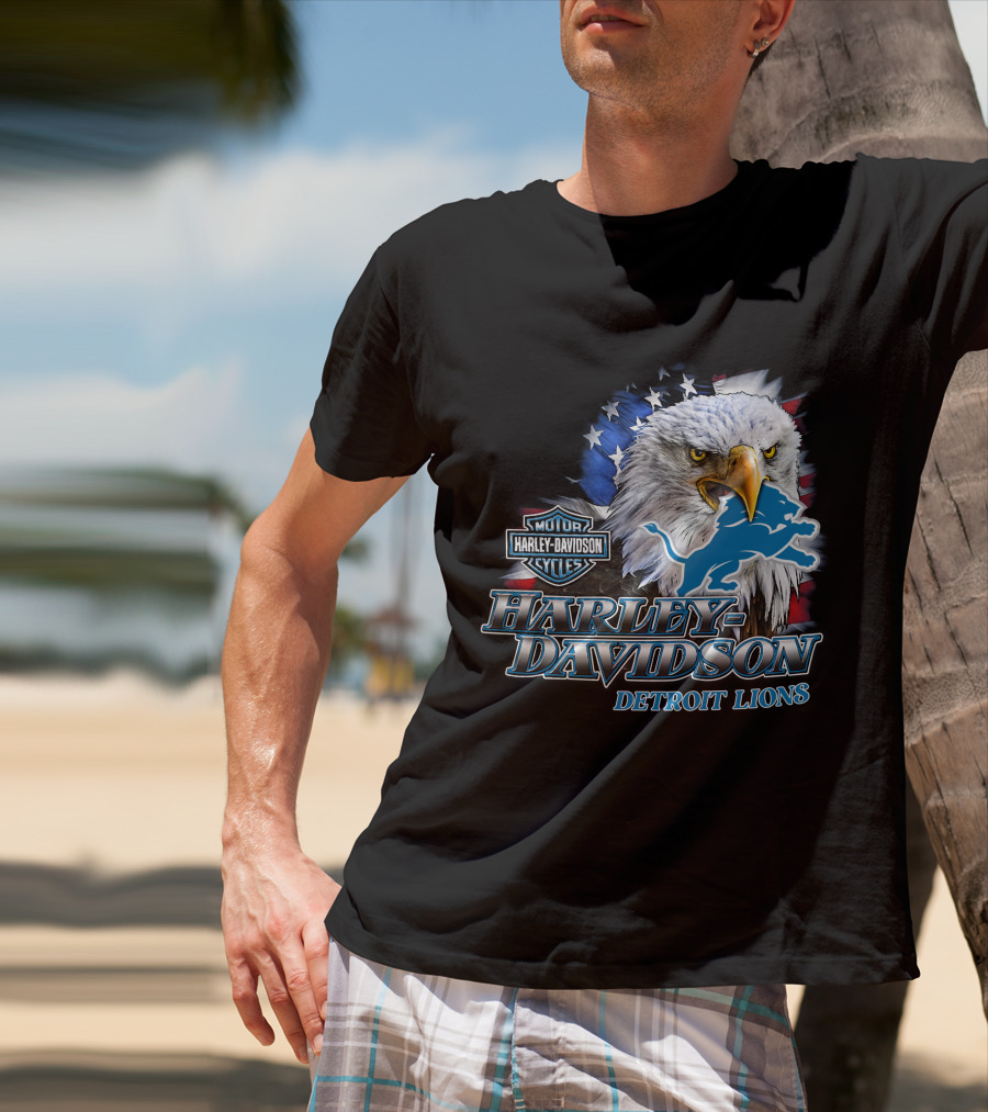 Harley Davidson Detroit Lions American Eagle T-Shirt