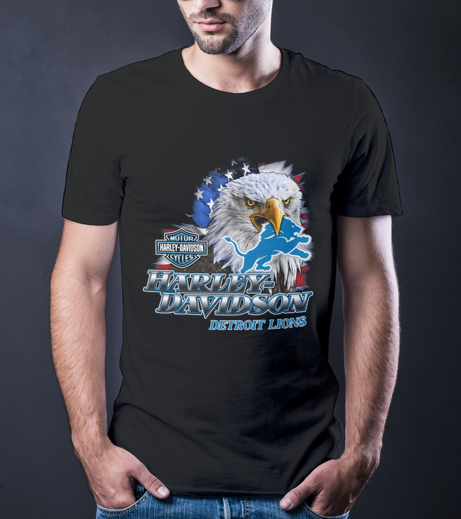 Harley Davidson Detroit Lions American Eagle T-Shirt