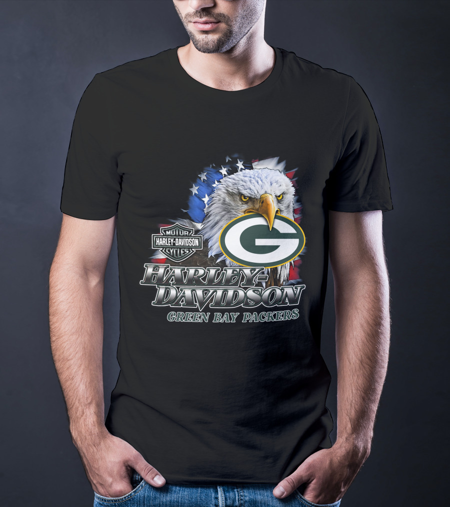 Harley Davidson Green Bay Packers Nfl Eagles T-Shirt