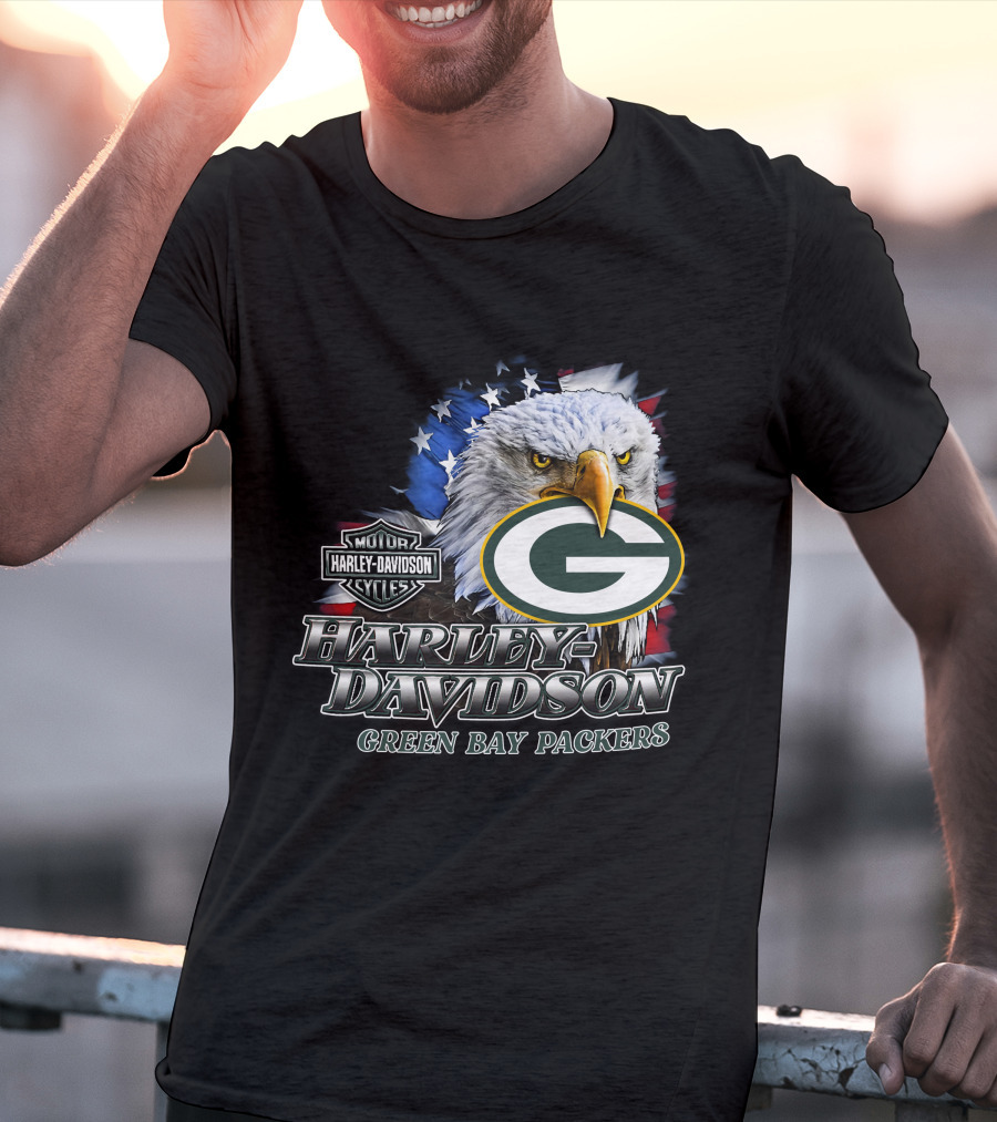 Harley Davidson Green Bay Packers Nfl Eagles T-Shirt