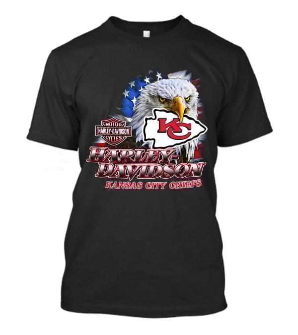 Harley Davidson Kansas City Chiefs Nfl Eagle American Flag T-Shirt