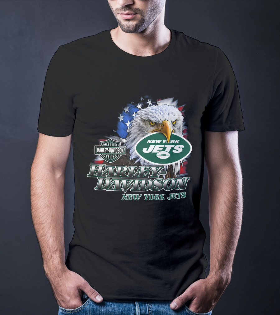 New York Jets Harley Davidson American Eagle Nfl T-Shirt