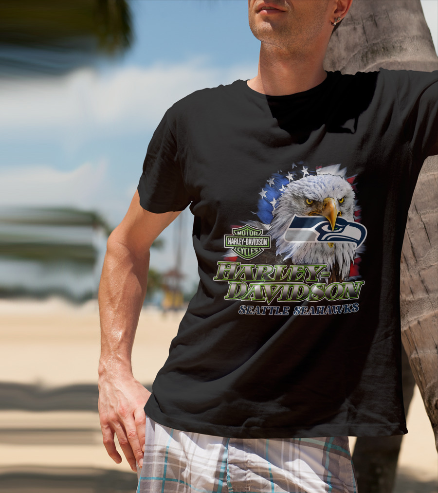 Harley Davidson Seattle Seahawks Nfl Eagles T-Shirt
