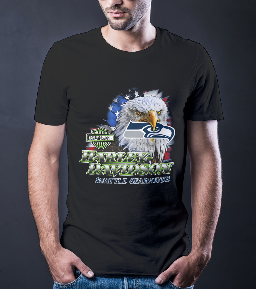 Harley Davidson Seattle Seahawks Nfl Eagles T-Shirt