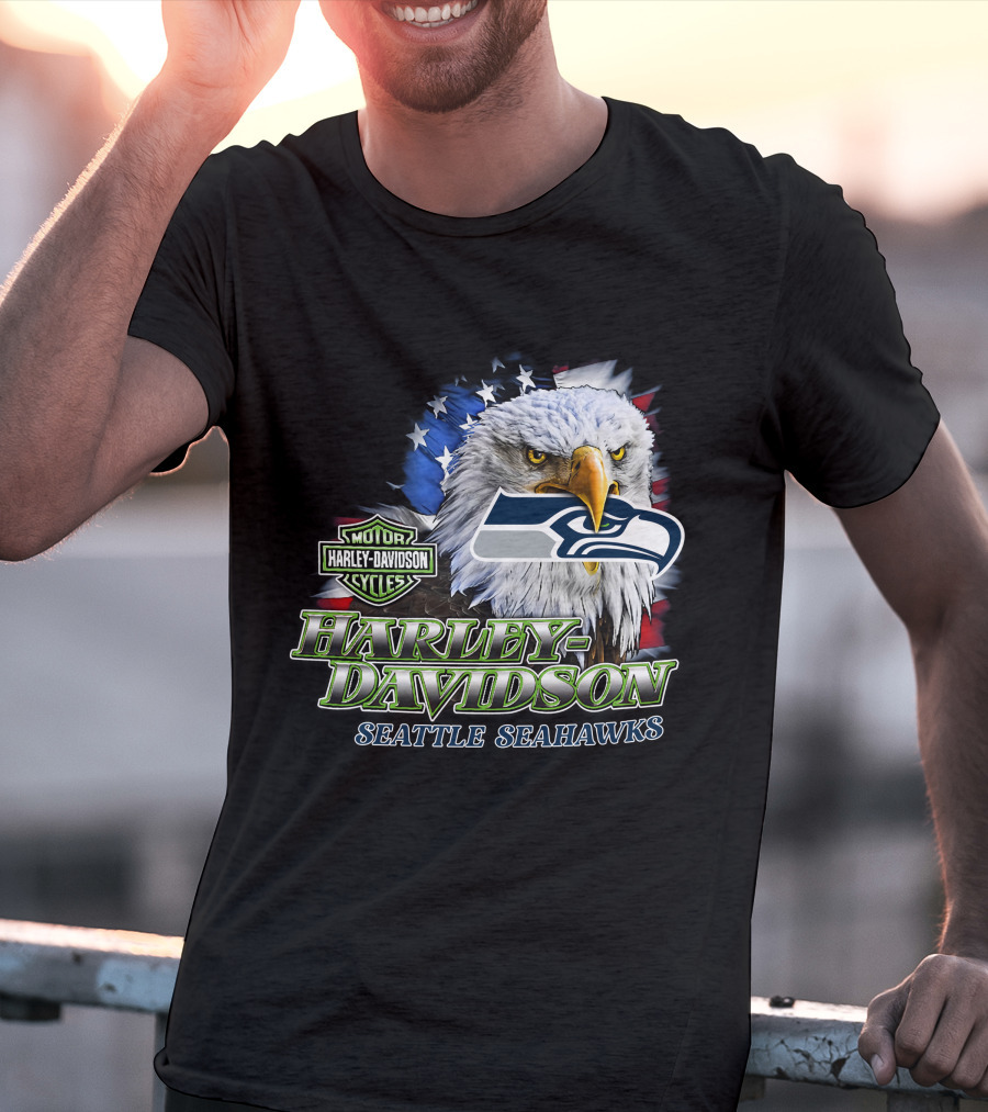 Harley Davidson Seattle Seahawks Nfl Eagles T-Shirt