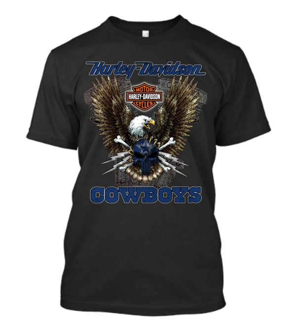 Harley Davidson Motorcycles Eagles Cowboys T-Shirt