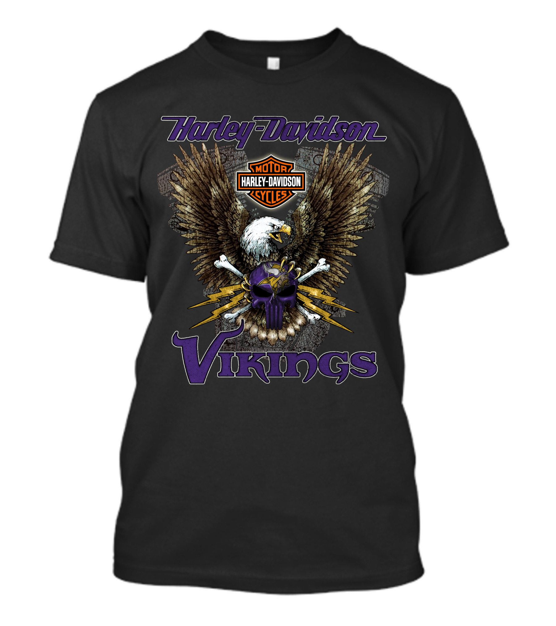 Harley Davidson Vikings Skull Eagle Nfl Minnesota T-Shirt