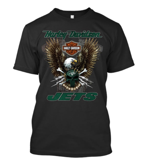 Harley Davidson Motor Cycles Jets New York Hd13 Nfl T-Shirt