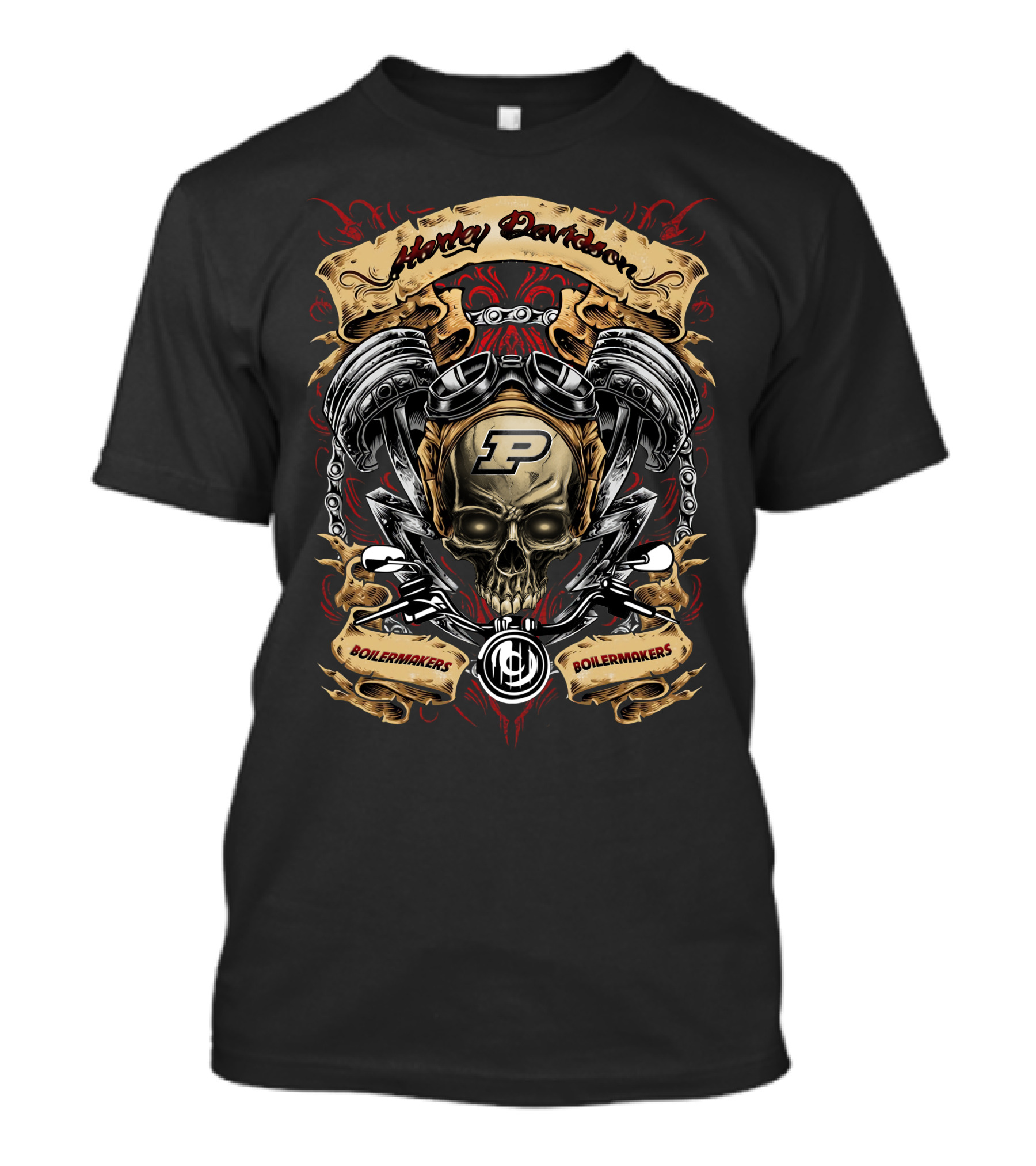 Harley Davidson Purdue Boilermakers Ncaa Skull Engine T-Shirt
