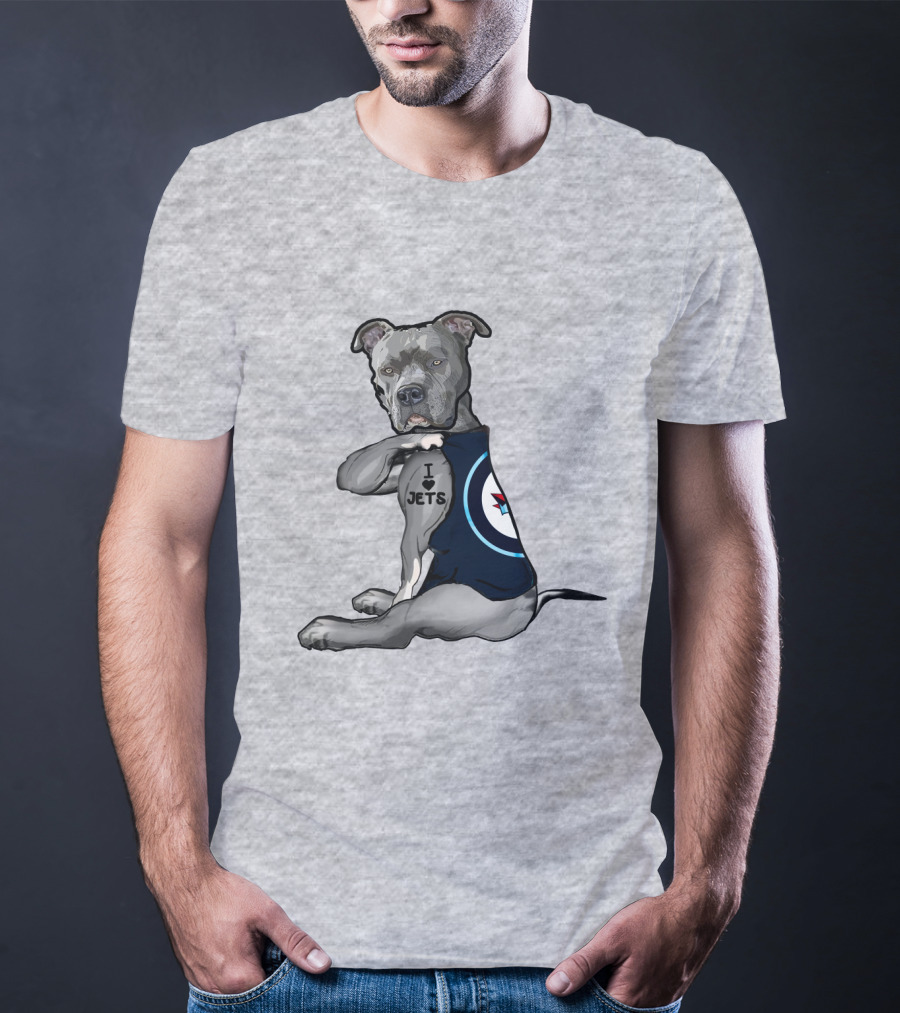 I Love Jets Pitbull Fan With Winnipeg Jets T-Shirt