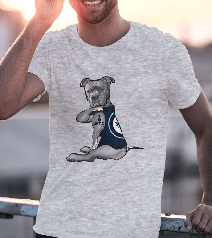 I Love Jets Pitbull Fan With Winnipeg Jets T-Shirt