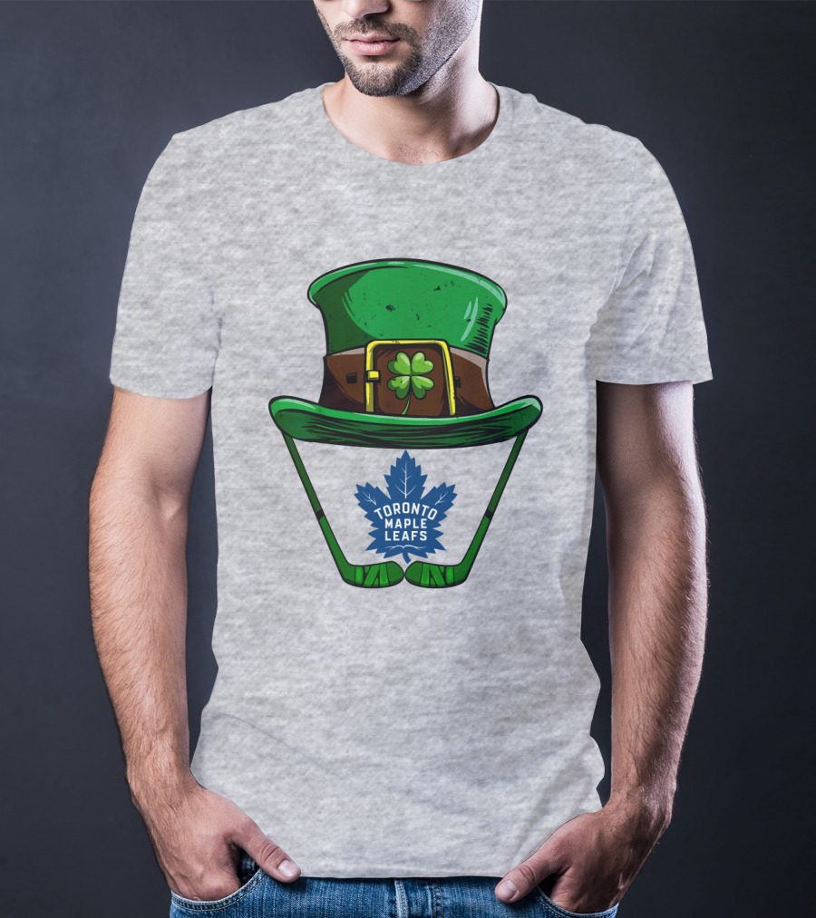 Toronto Maple Leafs St. Patrick's Day Hockey Hat And Clover T-Shirt