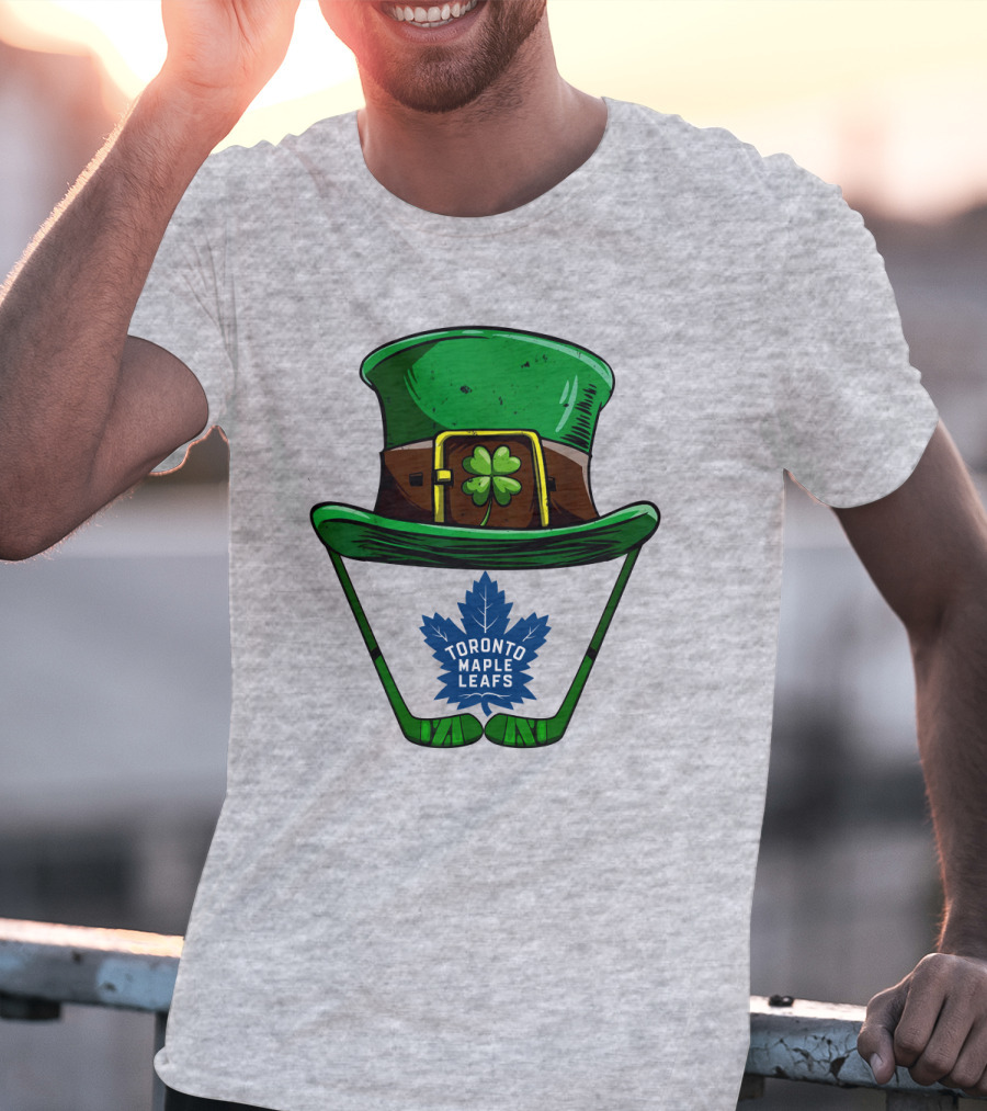 Toronto Maple Leafs St. Patrick's Day Hockey Hat And Clover T-Shirt