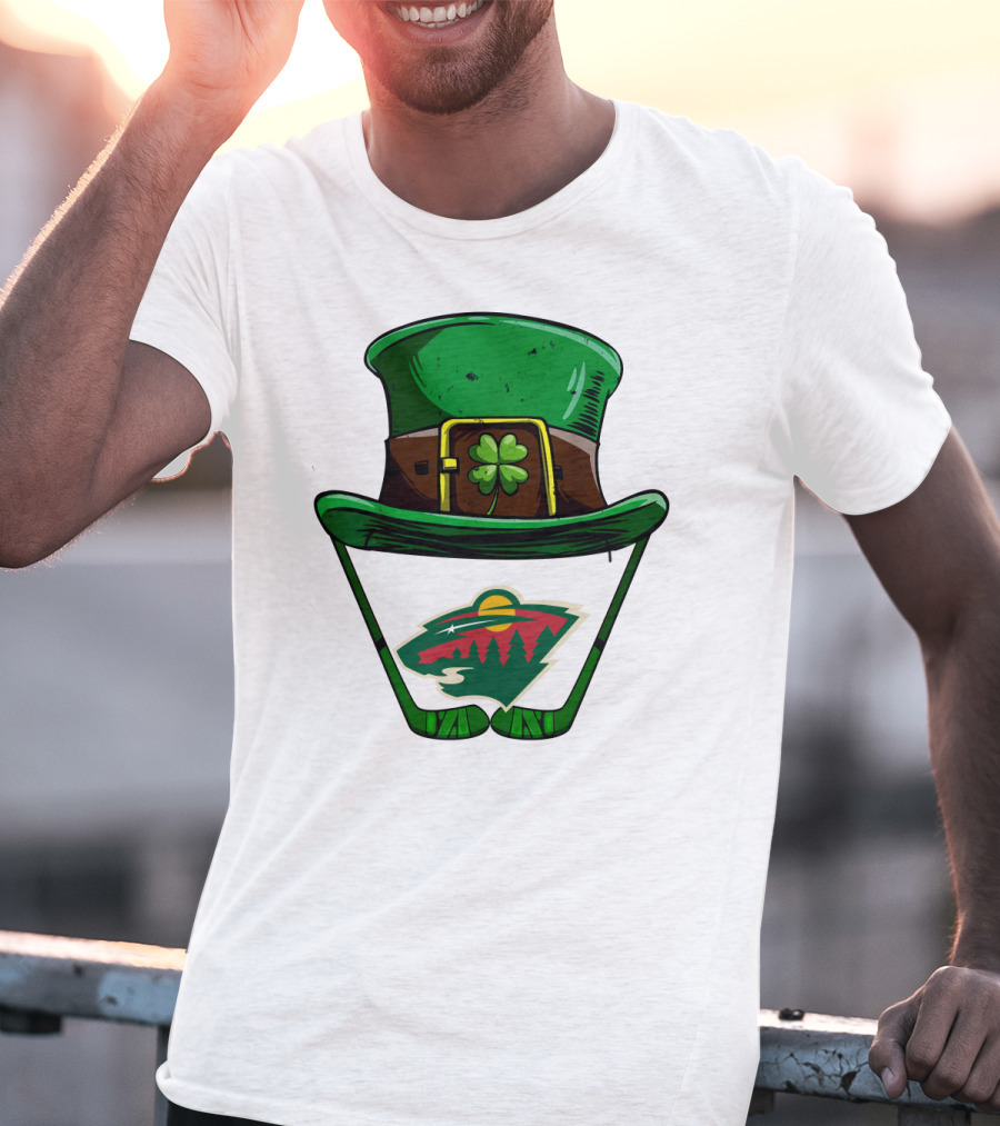 Minnesota Wild St. Patrick's Day Hockey Shamrock Hat T-Shirt