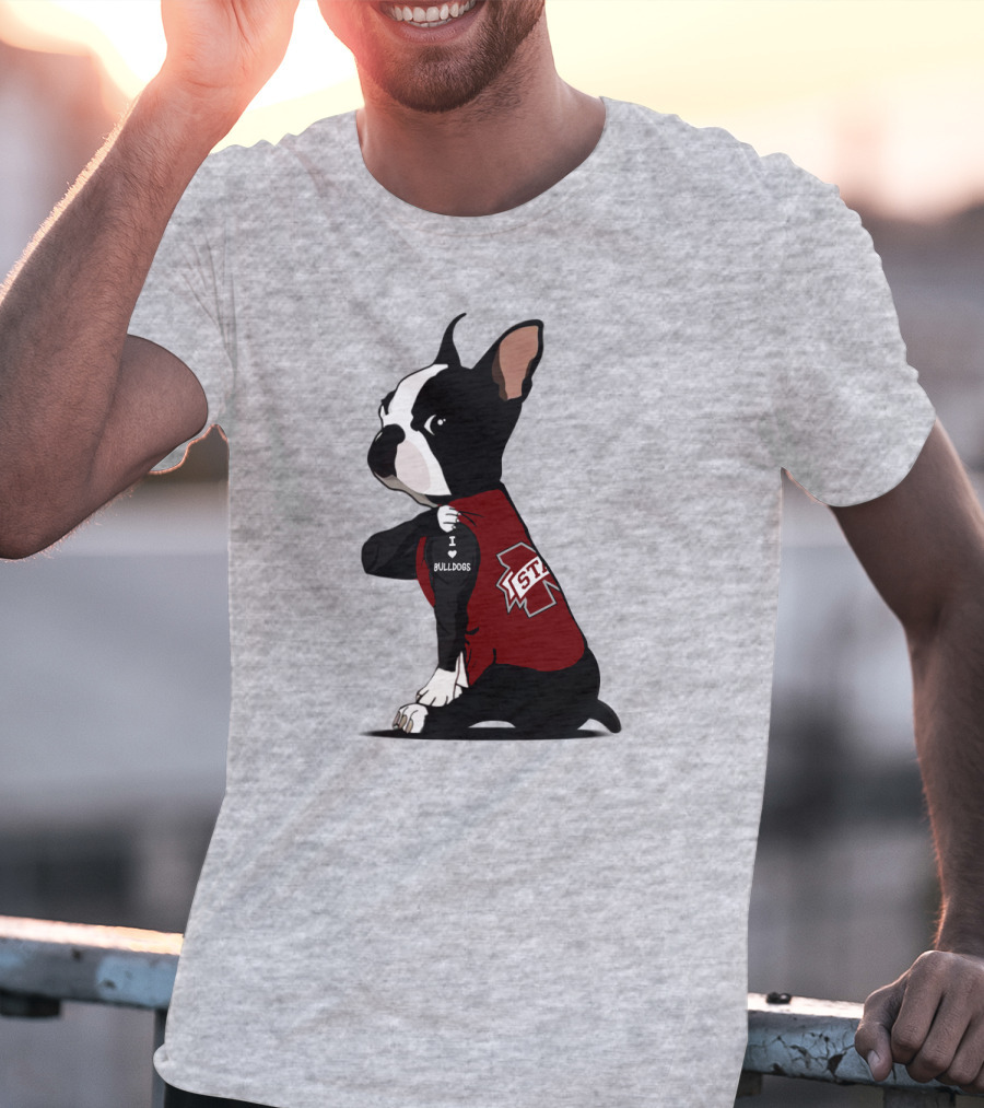Mississippi State Bulldogs Love Boston Terrier In Jersey T-Shirt