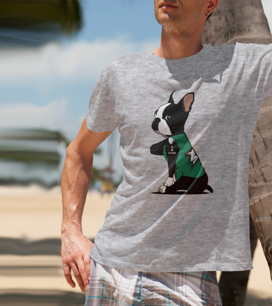 Dallas Stars Bulldog I Love Stars T-Shirt