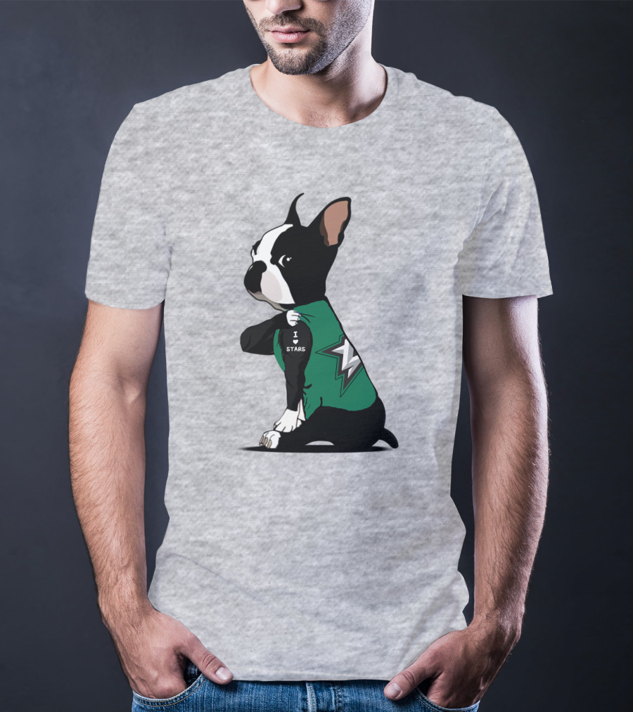Dallas Stars Bulldog I Love Stars T-Shirt