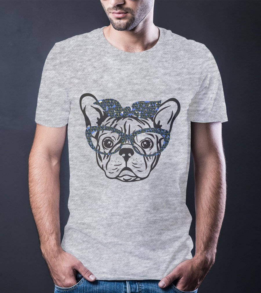 Bulldog Notre Dame Fighting Irish Patterned Glasses And Bow T-Shirt