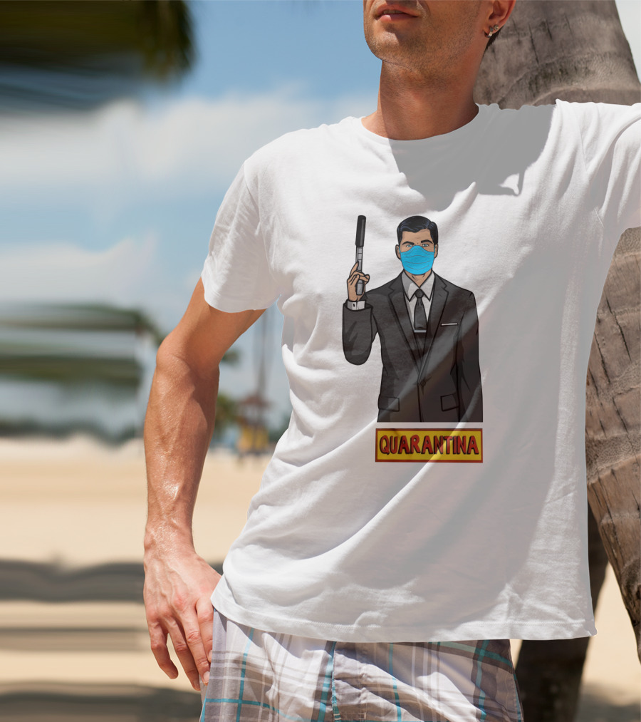 Archer Quarantina Masked Suit Man With Gun T-Shirt