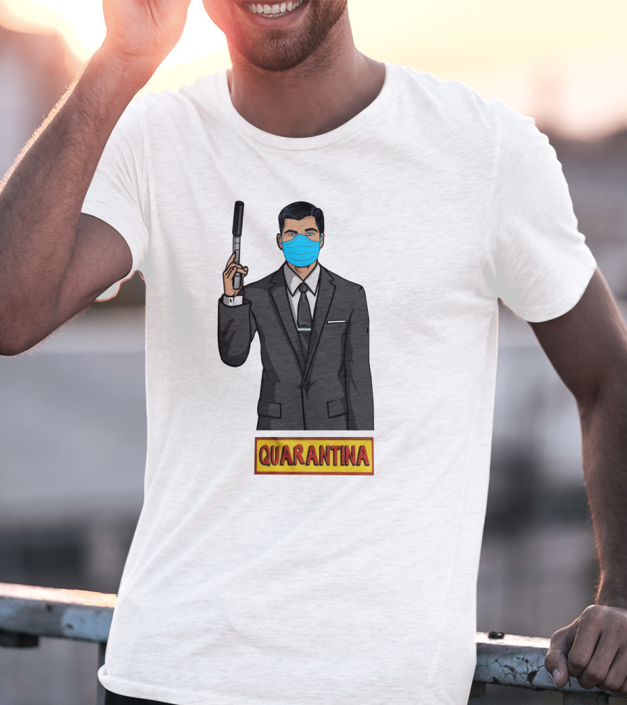 Archer Quarantina Masked Suit Man With Gun T-Shirt
