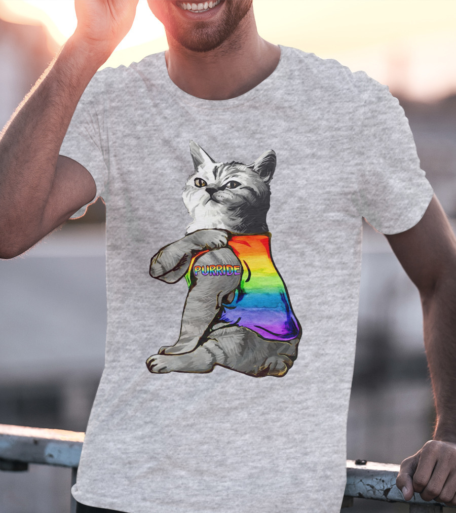 Purride Cat In Rainbow Colors T-Shirt