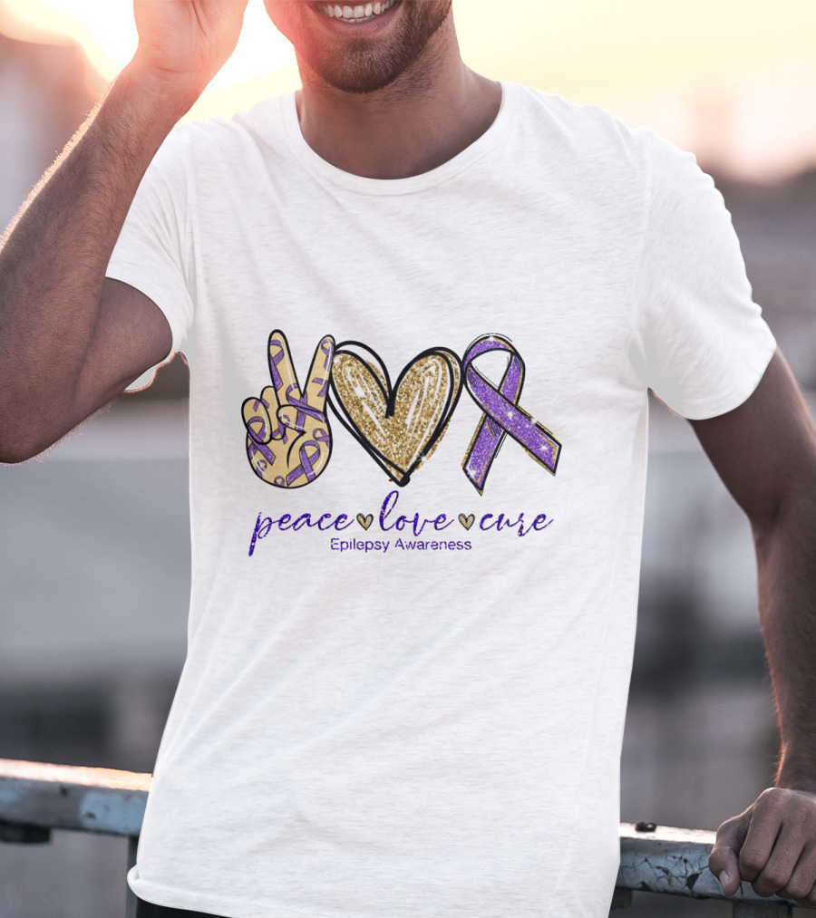 Epilepsy Awareness Peace Love Cure T-Shirt
