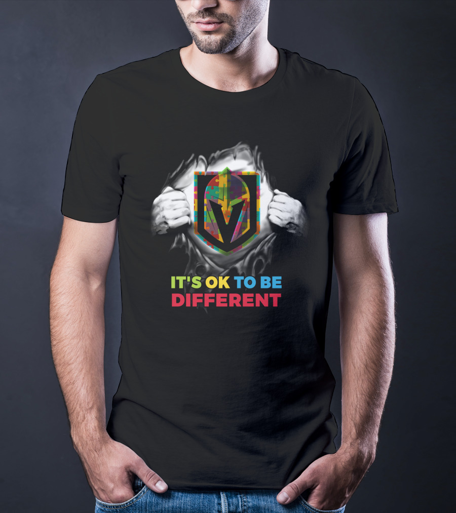 It's Ok To Be Different Autism Puzzle Vegas Golden Knights T-Shirt