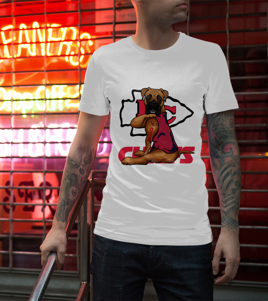 Boxer Chiefs KC Chiefs Tattoo Football Dog T-Shirt