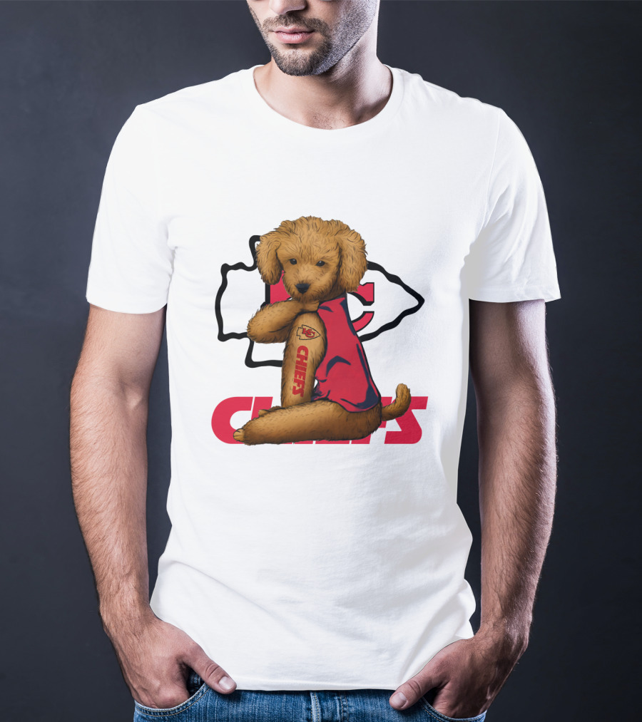 Poodle Chiefs KC Chiefs Logo Dog In Red Jersey T-Shirt