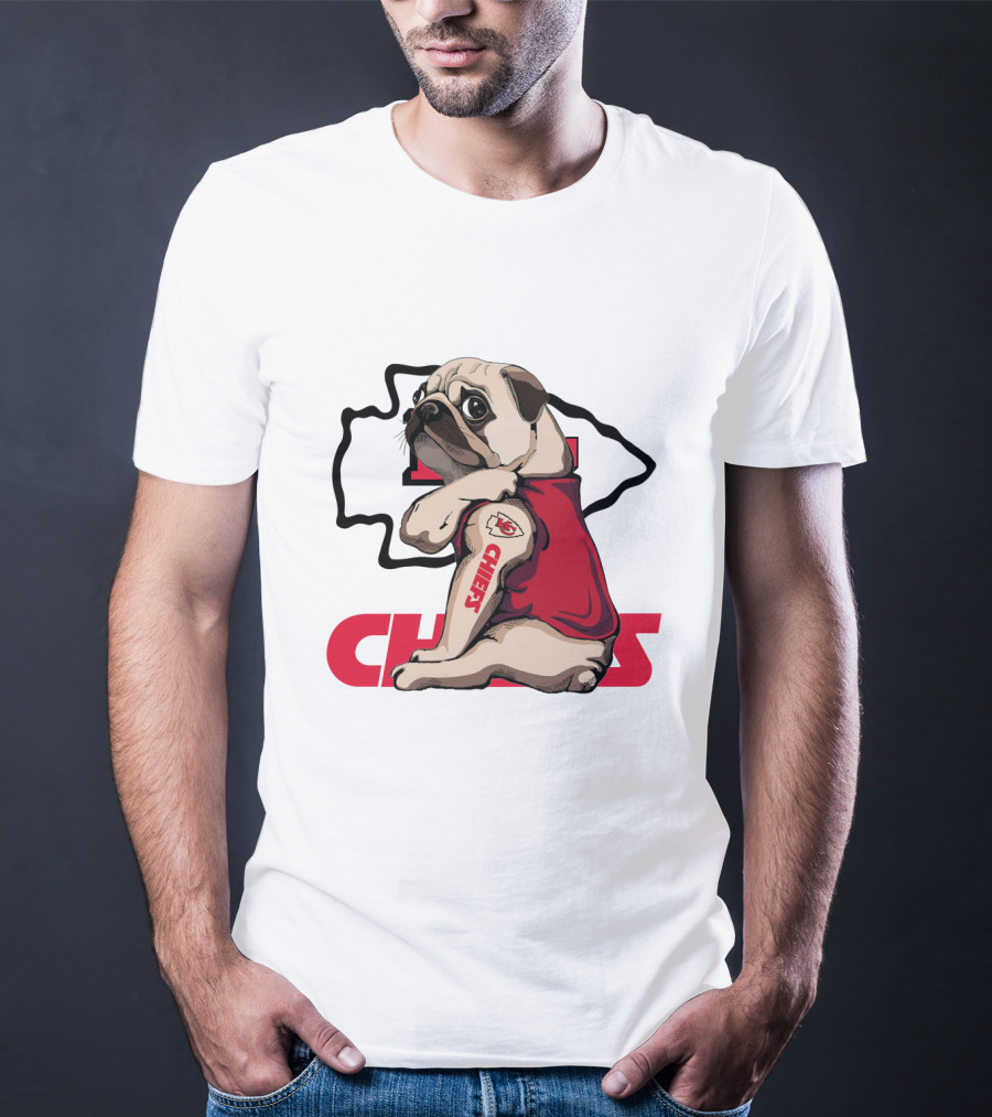 Kansas City Chiefs Pug Tattoo Fan Nfl Football T-Shirt