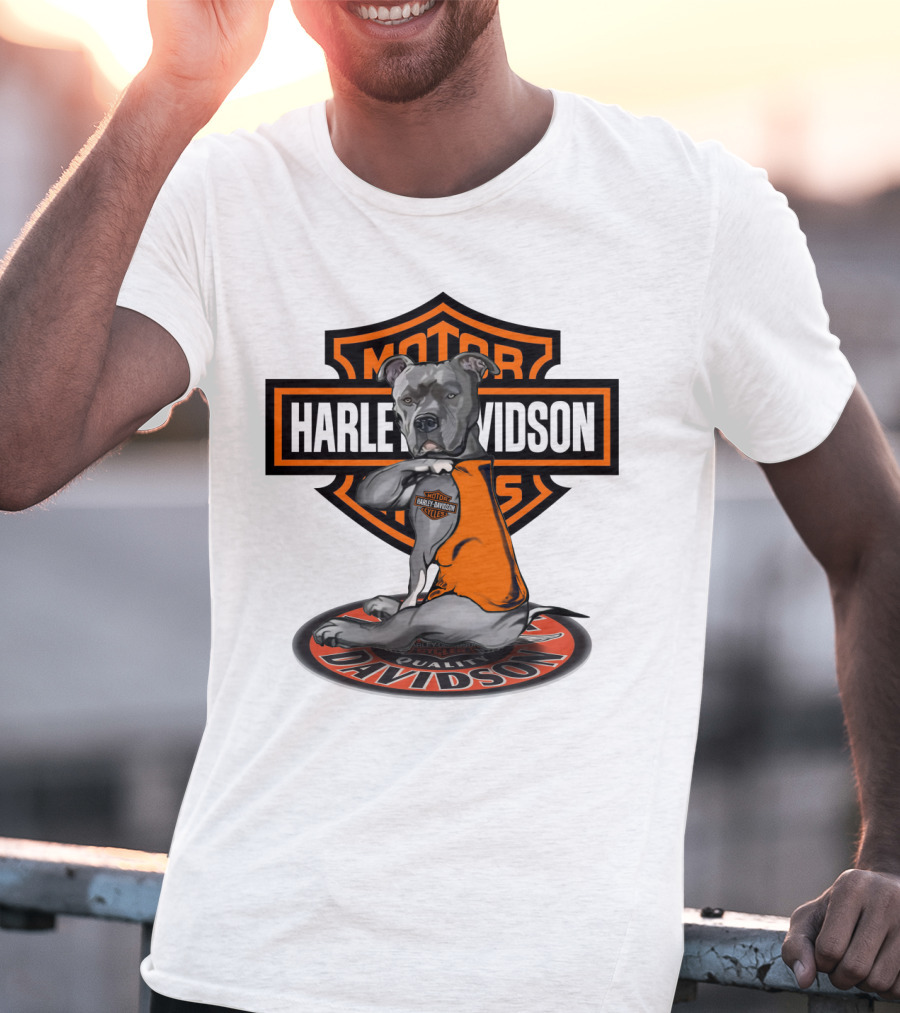 Harley Davidson Motor Cycles Pitbull Dog T-Shirt