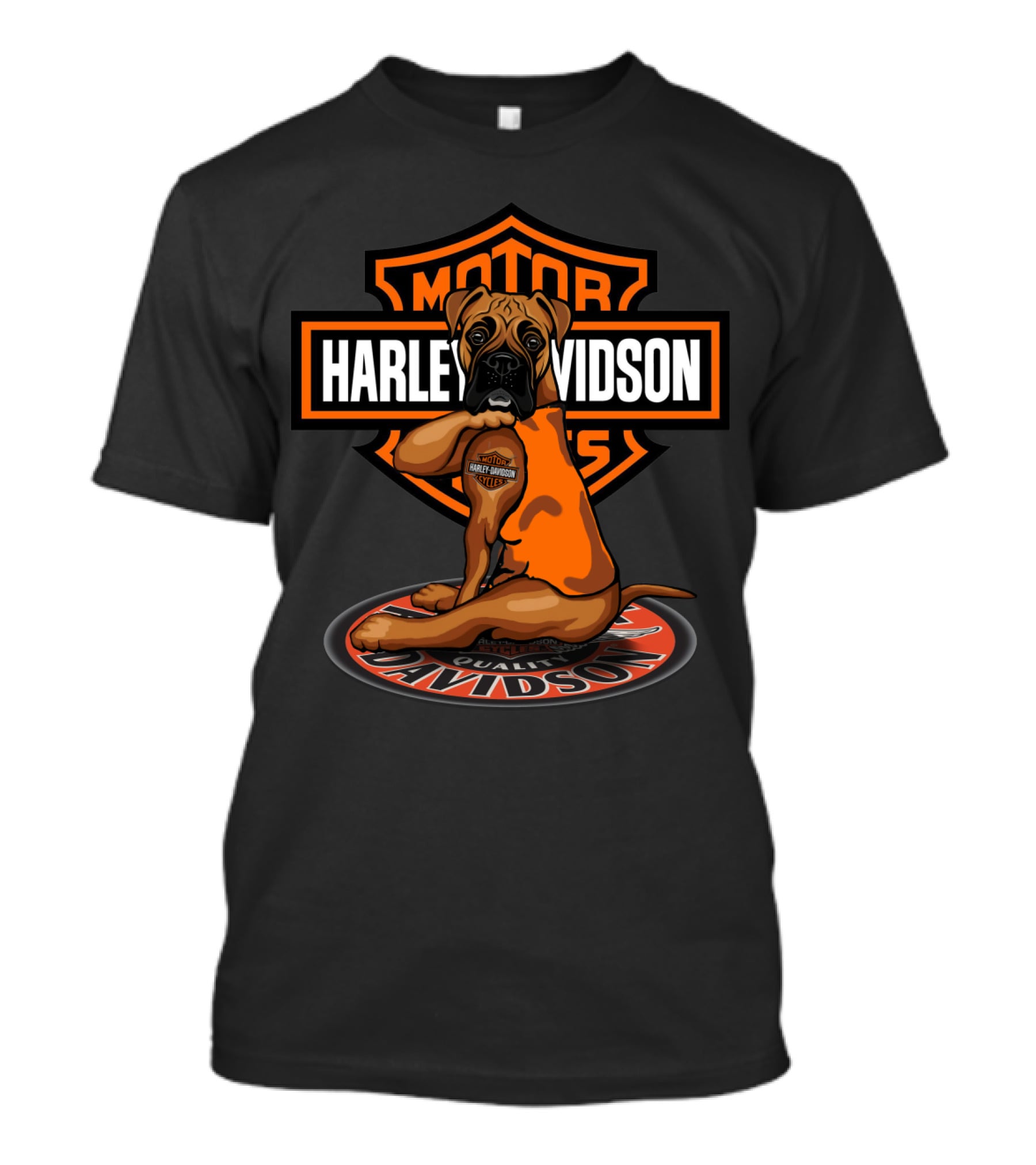 Harley Davidson Motorcycles Boxer Dog Badge T-Shirt