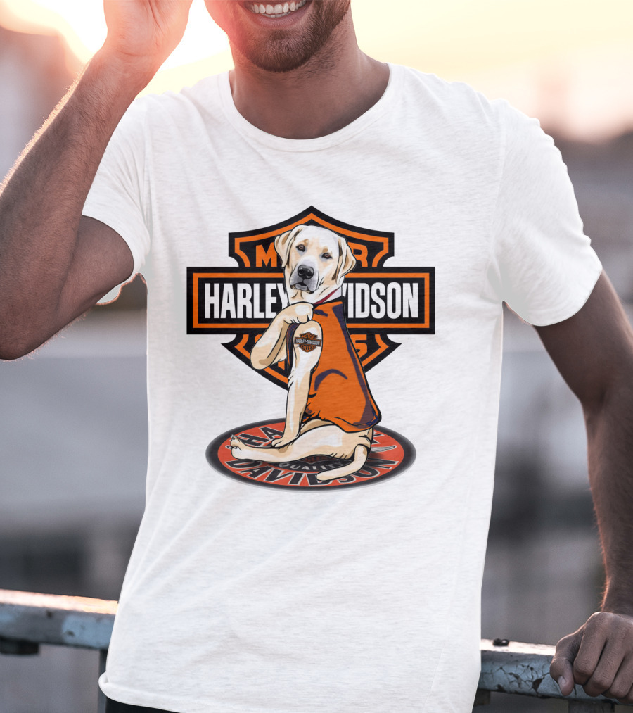 Harley Davidson Labrador Holding Motor Cycles Shield T-Shirt
