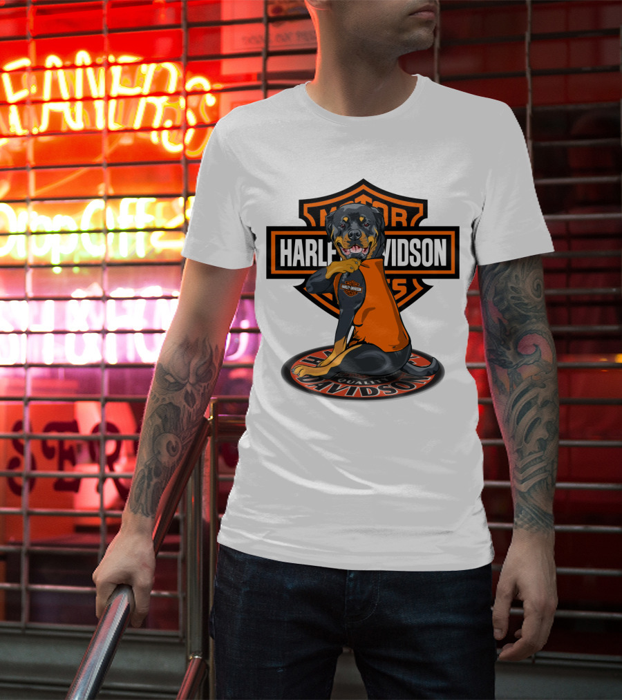 Harley Davidson Motorcycles Rottweiler T-Shirt