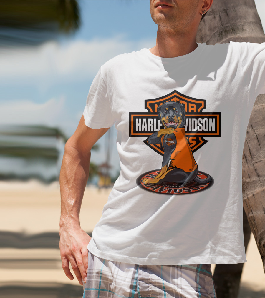 Harley Davidson Motorcycles Rottweiler T-Shirt