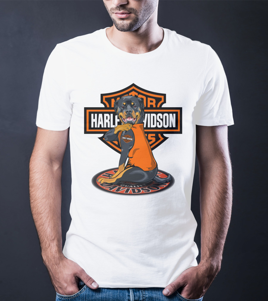 Harley Davidson Motorcycles Rottweiler T-Shirt