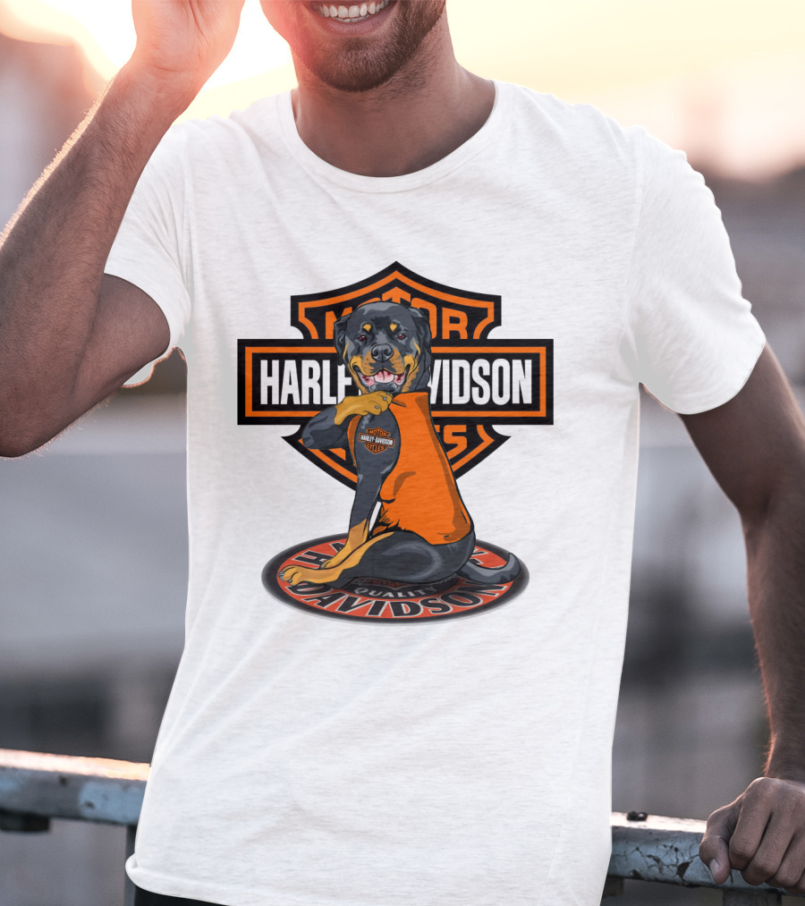 Harley Davidson Motorcycles Rottweiler T-Shirt