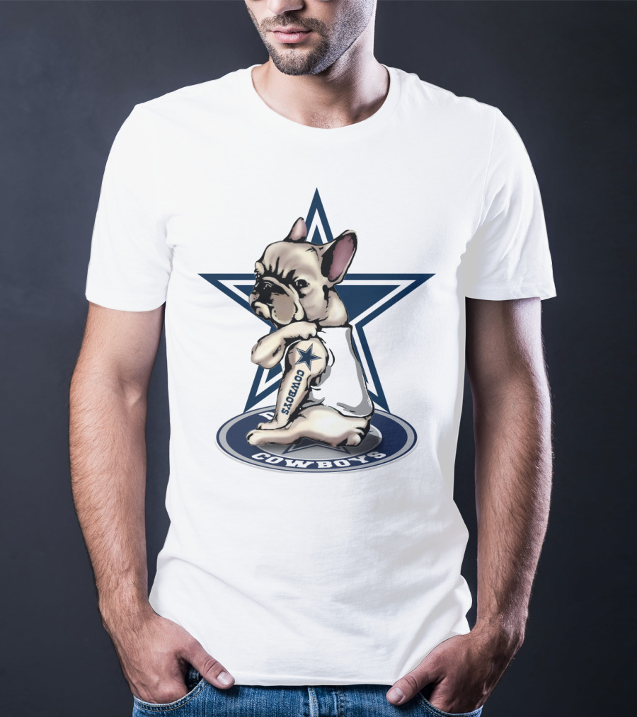 Cowboys French Bulldog Star Logo Tattoo T-Shirt