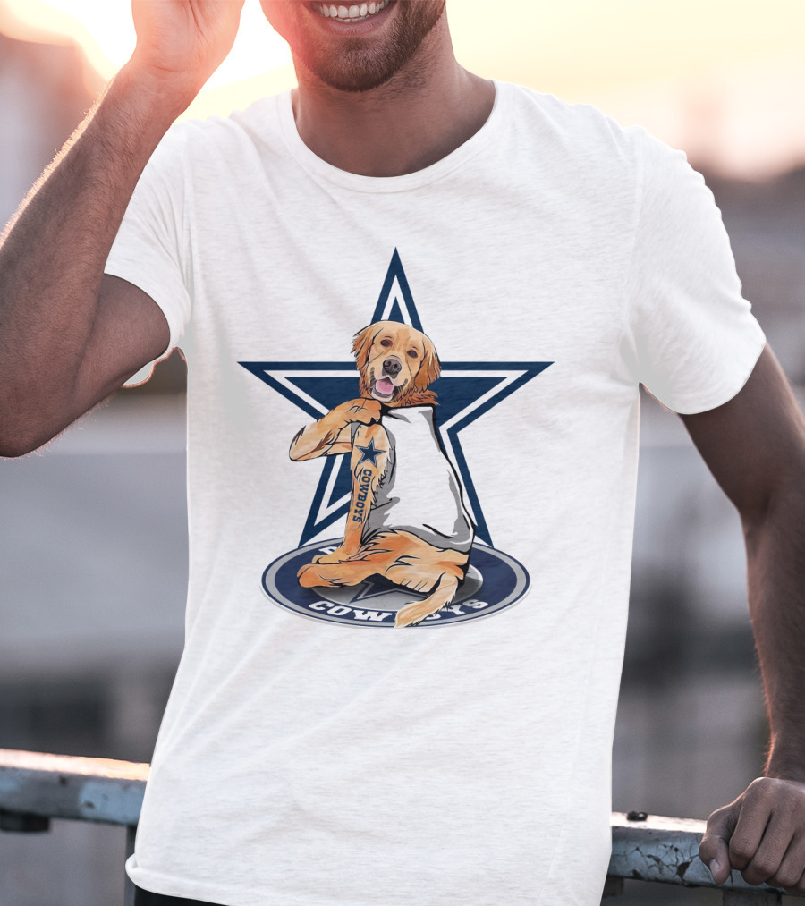 Cowboys Golden Retriever Tattoo Star T-Shirt
