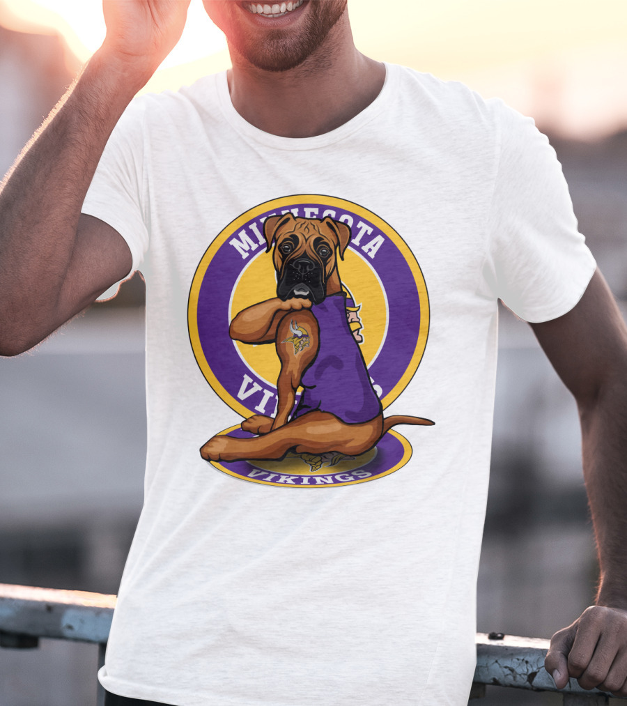 Minnesota Vikings Boxer Dog Tattoo T-Shirt