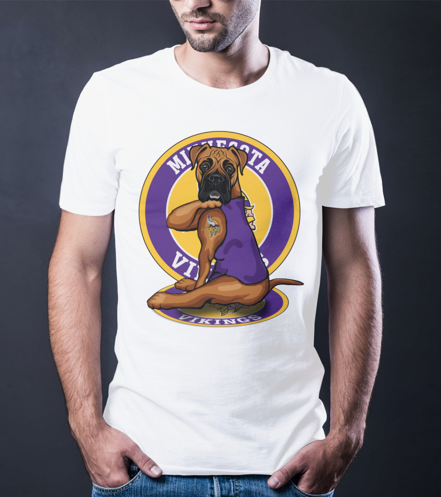 Minnesota Vikings Boxer Dog Tattoo T-Shirt