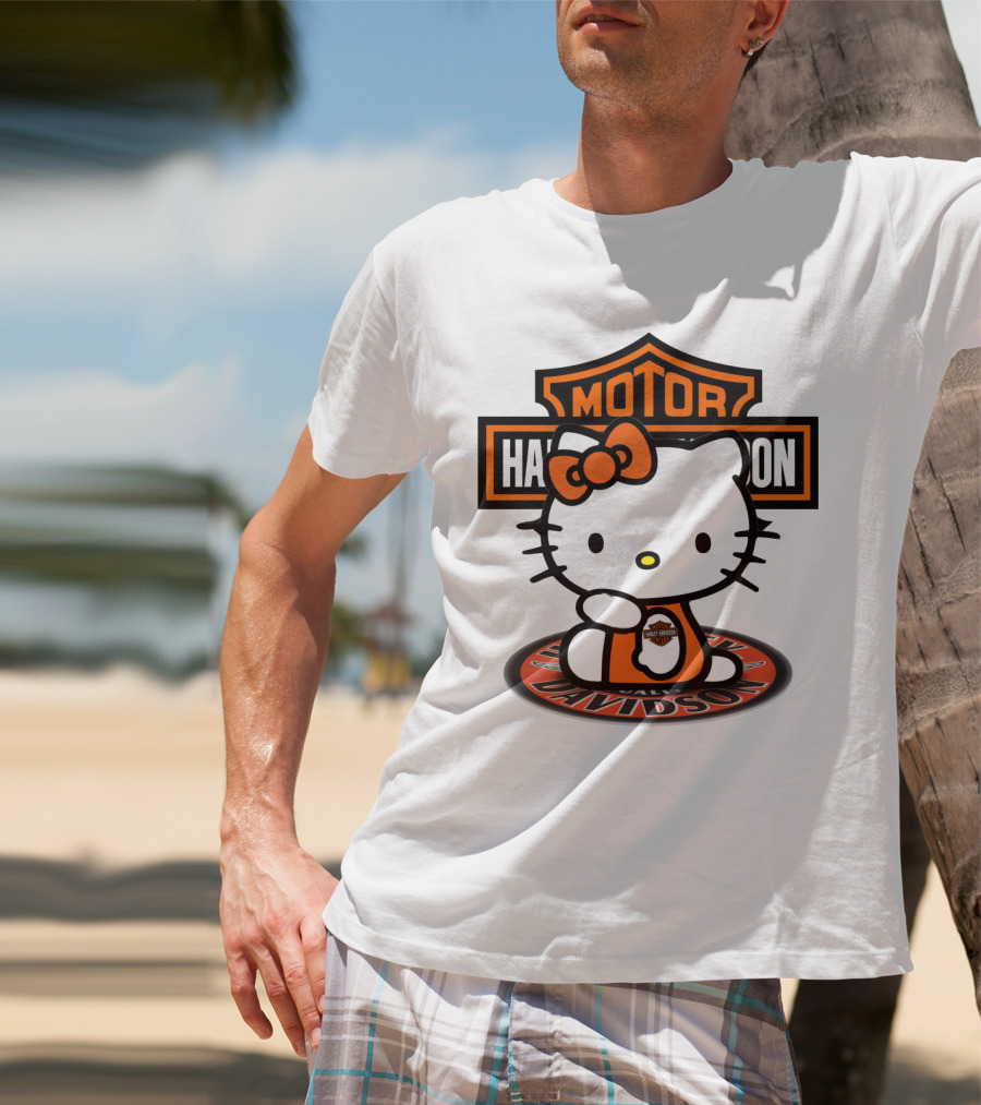 Harley Davidson Hello Kitty Motorcycles Logo Collaboration T-Shirt