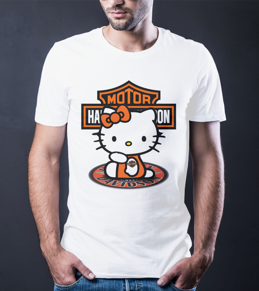 Harley Davidson Hello Kitty Motorcycles Logo Collaboration T-Shirt